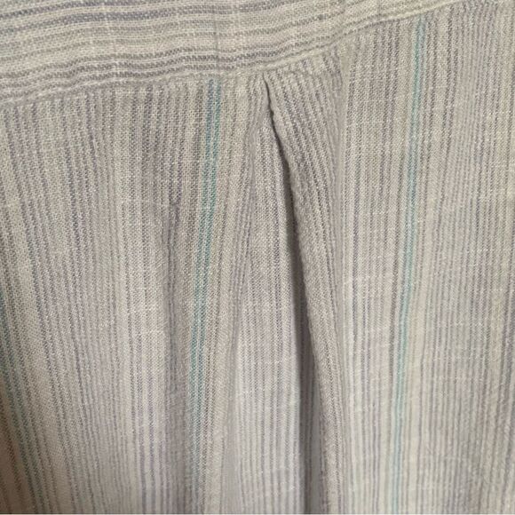 Caffe Marrakech Blue Stripe Linen-Blend Short Sleeve Shirt with Tie Front Size L - Picture 10 of 10